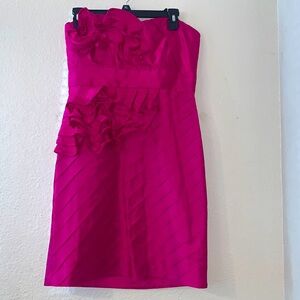 Phoebe Couture Strapless Pink Dress with Ruffles